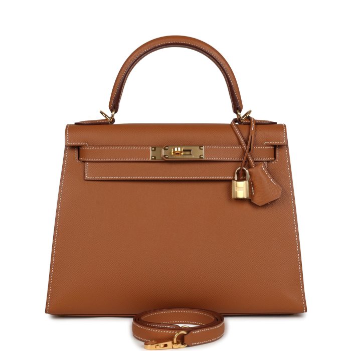 Pre-owned Hermes Kelly Sellier 28 Gold Epsom Gold Hardware
