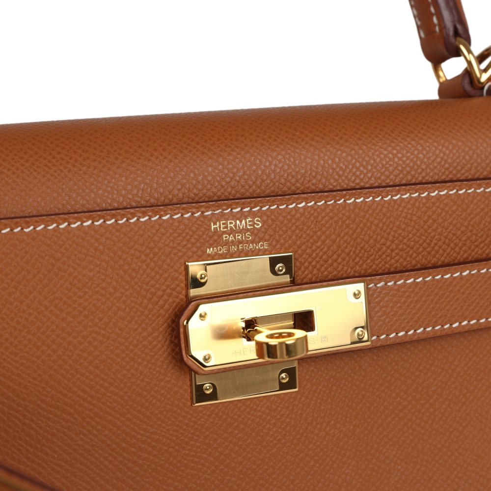 Pre-owned Hermes Kelly Sellier 28 Gold Epsom Gold Hardware - Image 7
