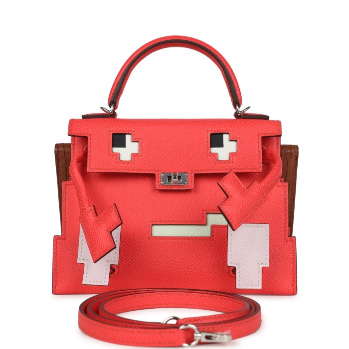 Hermes "Quelle Idolle" Picto Kelly Doll Rose Extreme, Mauve Pale, Craie Epsom, Swift and Gold Matte Alligator Palladium Hardware