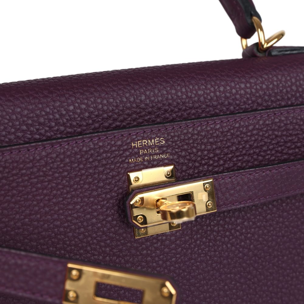 Hermes Kelly Retourne 25 Cassis Togo Gold Hardware - Image 7