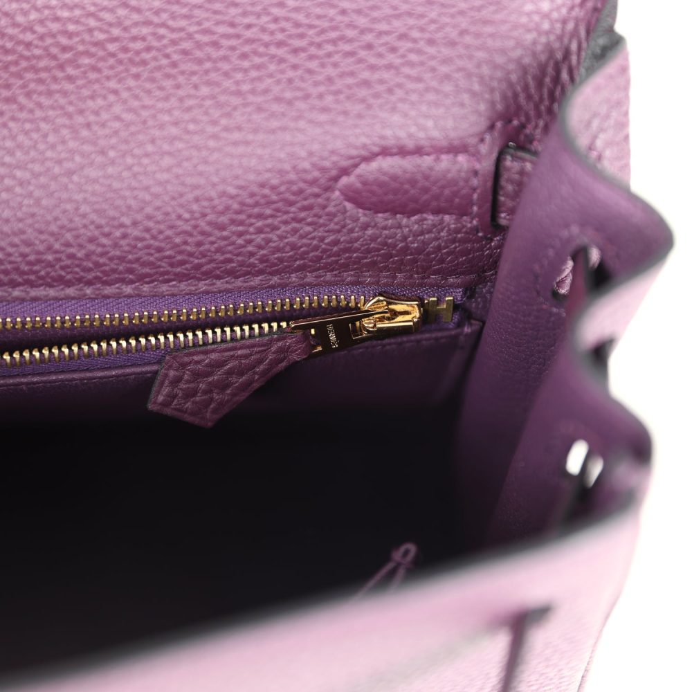 Hermes Kelly Retourne 25 Cassis Togo Gold Hardware - Image 9
