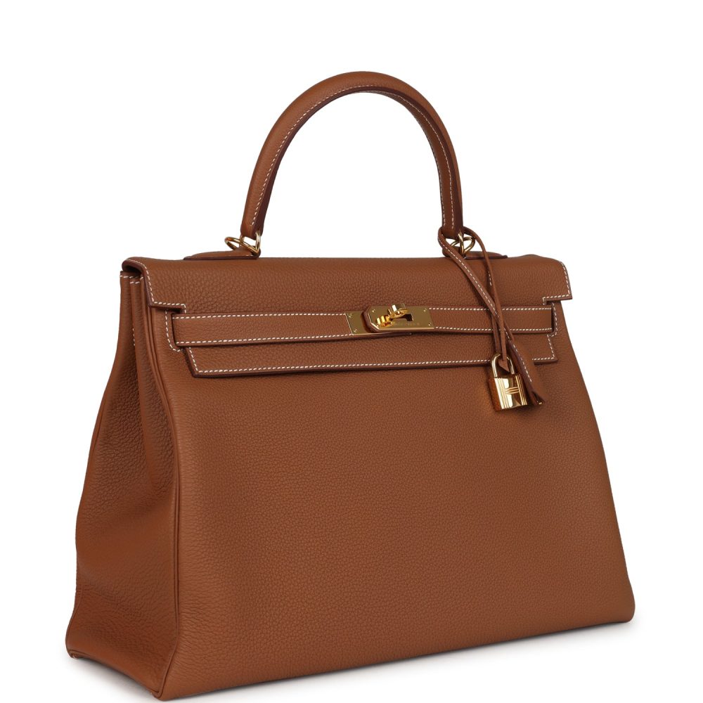 Pre-owned Hermes Kelly Retourne 35 Gold Togo Gold Hardware - Image 2