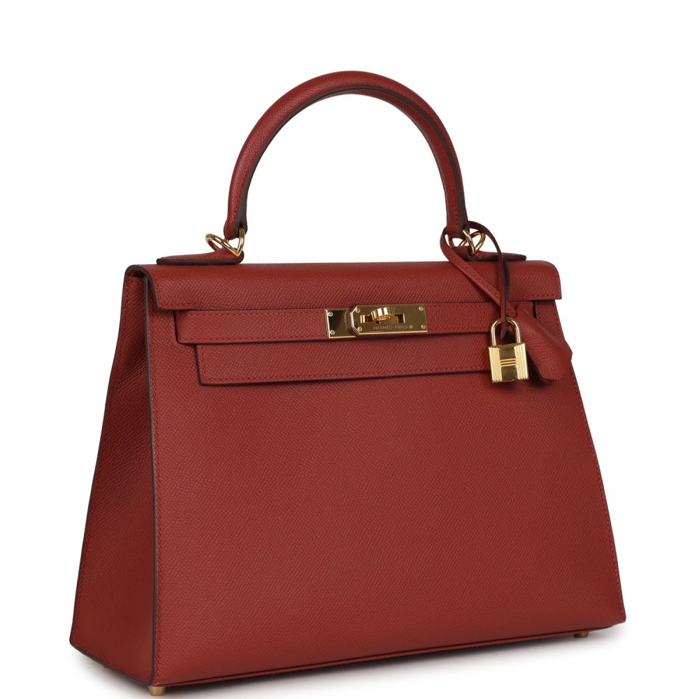 Pre-owned Hermes Kelly Sellier 28 Rouge Venitien Epsom Gold Hardware - Image 2