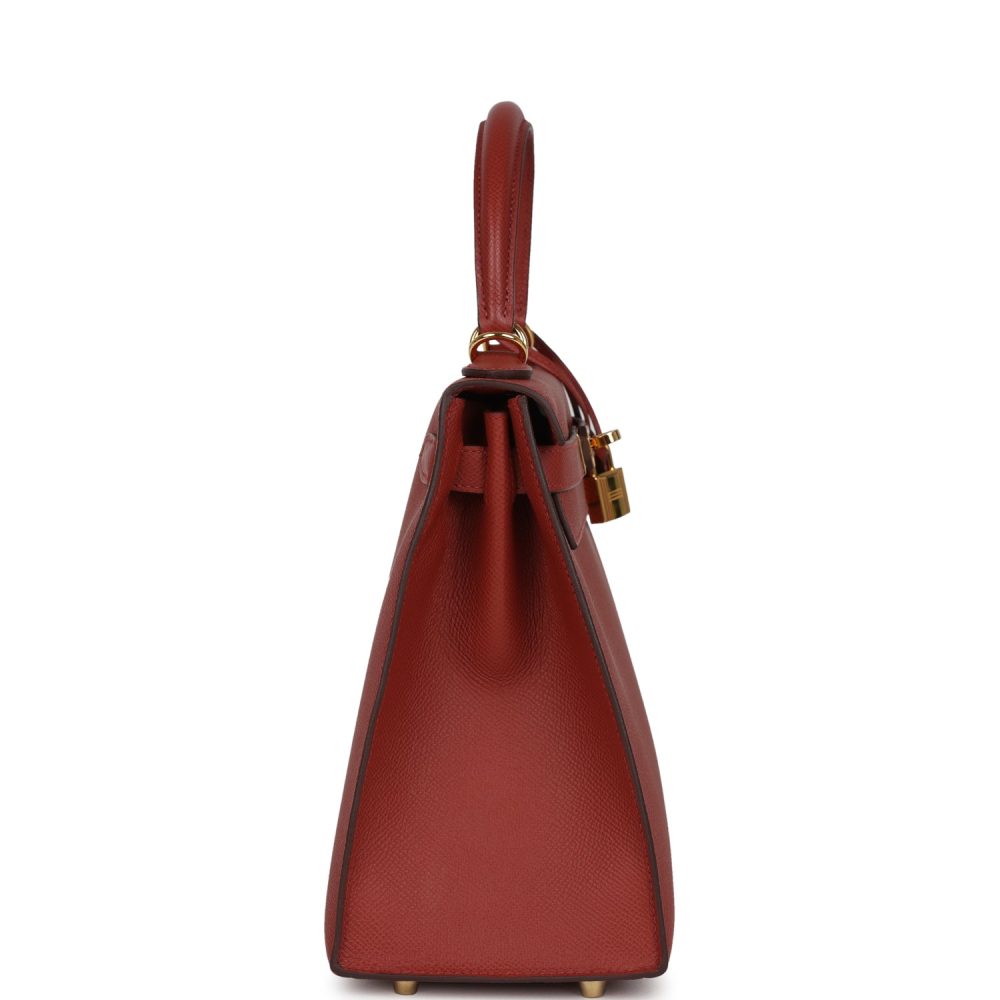 Pre-owned Hermes Kelly Sellier 28 Rouge Venitien Epsom Gold Hardware - Image 3