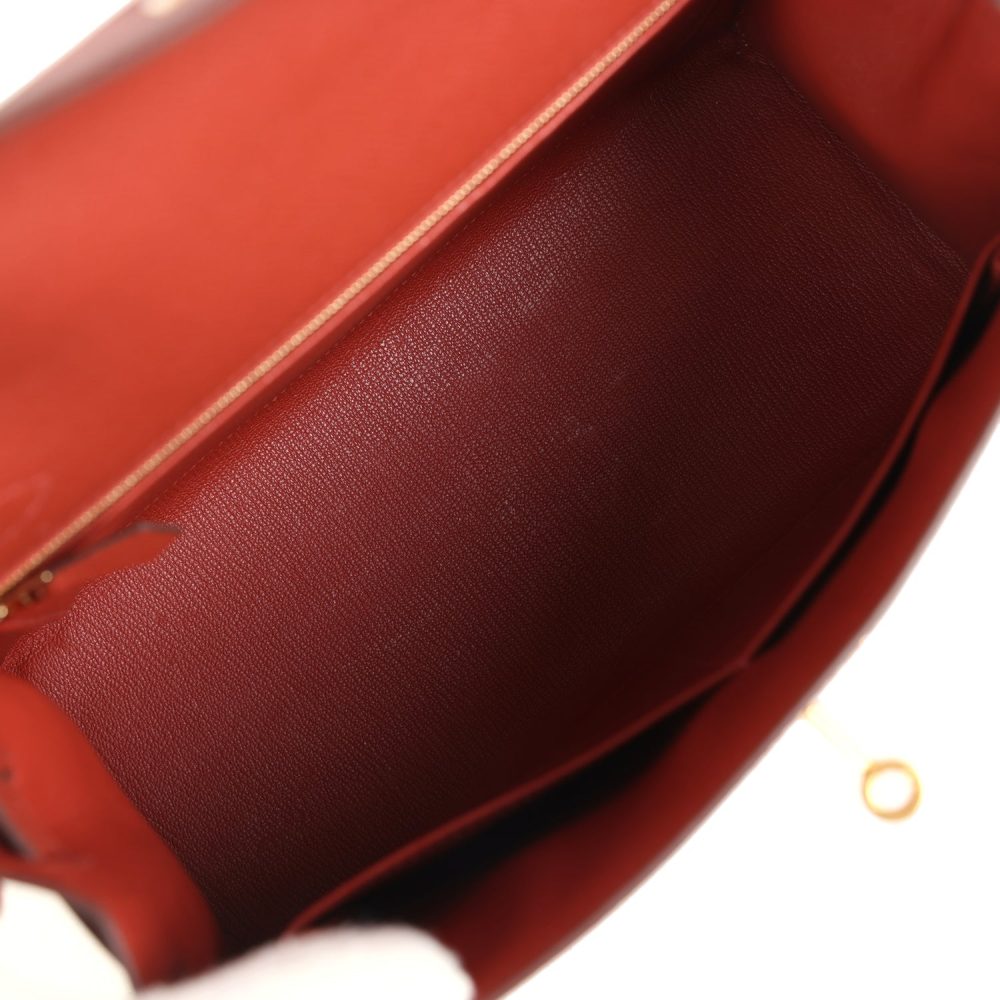 Pre-owned Hermes Kelly Sellier 28 Rouge Venitien Epsom Gold Hardware - Image 8