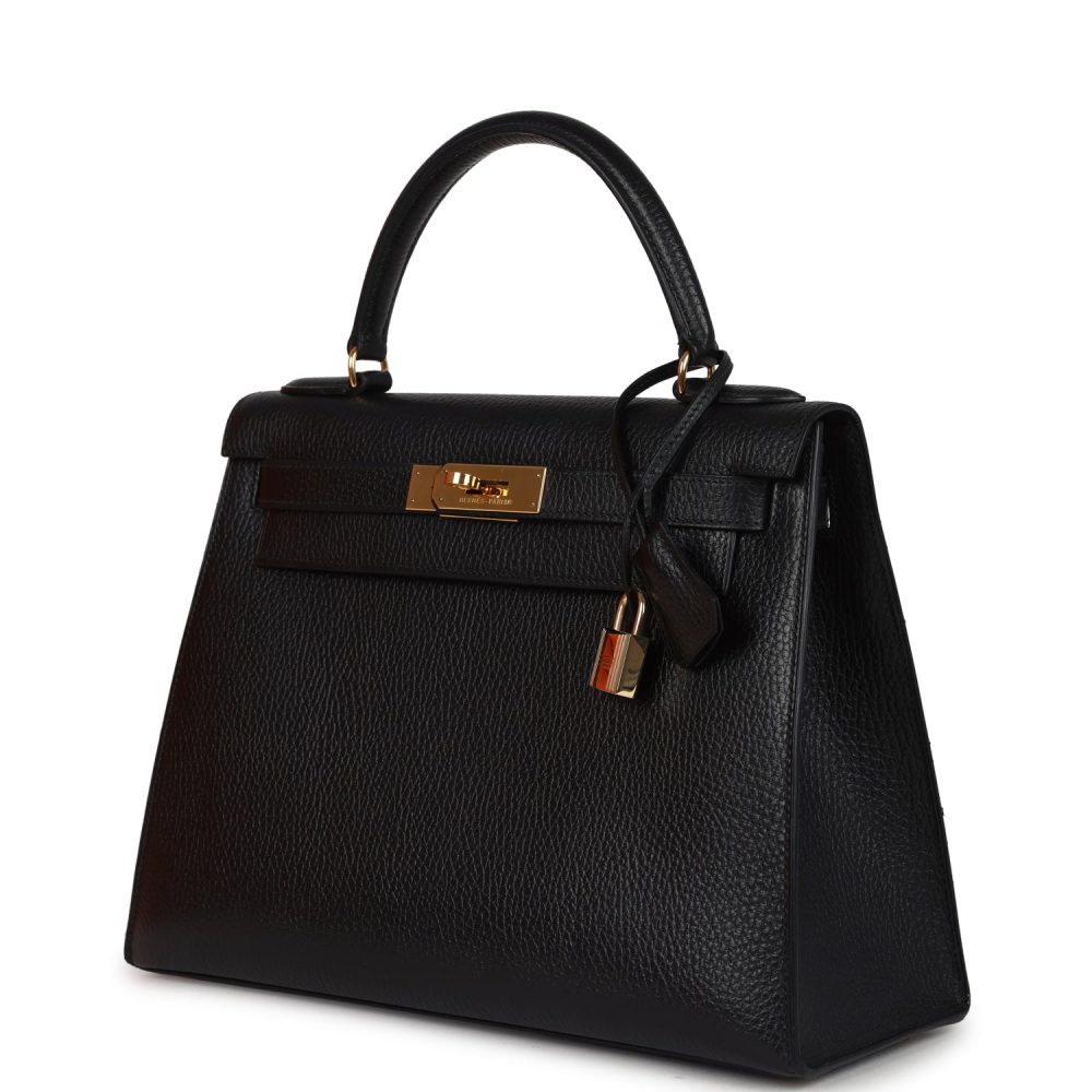 Vintage Hermes Kelly Sellier 28 Black Ardennes Gold Hardware - Image 5