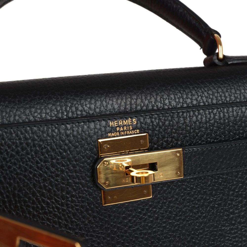 Vintage Hermes Kelly Sellier 28 Black Ardennes Gold Hardware - Image 7