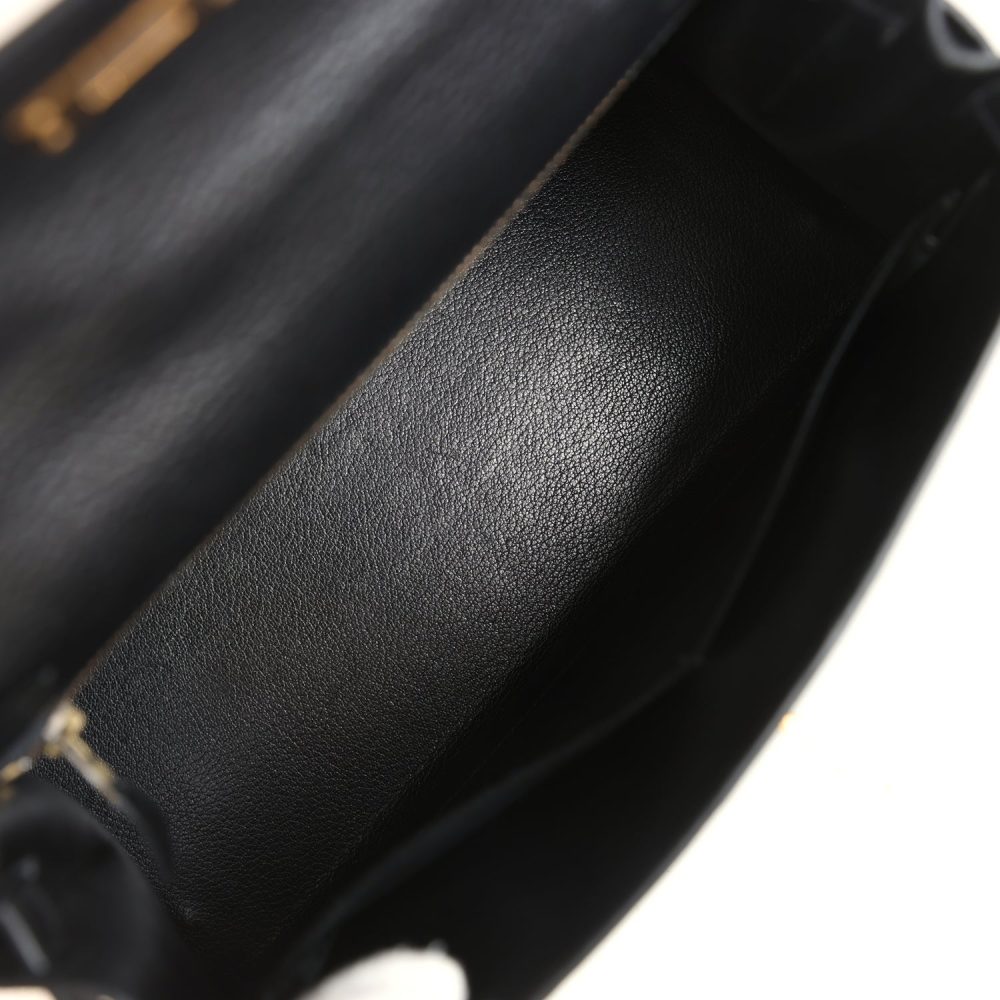 Vintage Hermes Kelly Sellier 28 Black Ardennes Gold Hardware - Image 8