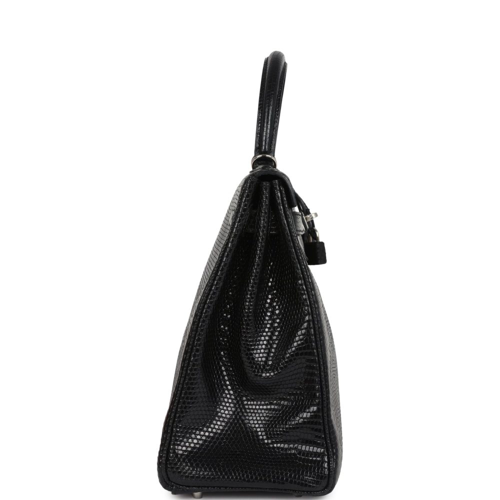 Hermes Kelly Retourne 35 Black Varanus Niloticus Lizard Palladium Hardware - Image 3