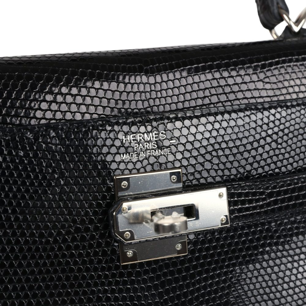 Hermes Kelly Retourne 35 Black Varanus Niloticus Lizard Palladium Hardware - Image 7