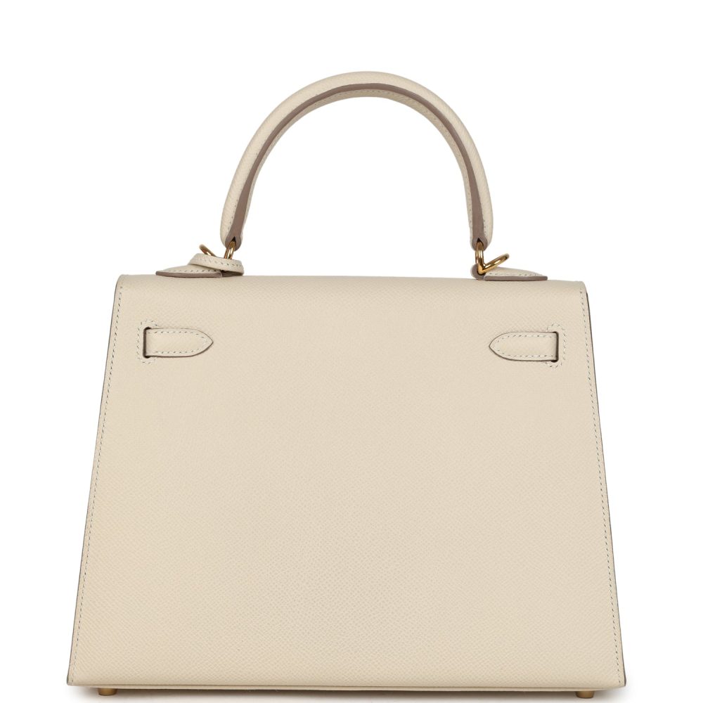 Pre-owned Hermes Kelly Sellier 25 Craie Epsom Gold Hardware - Image 4
