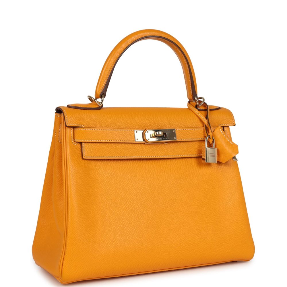 Pre-owned Hermes Kelly Retourne 28 Jaune D'Or Candy Epsom Permabrass Hardware - Image 2