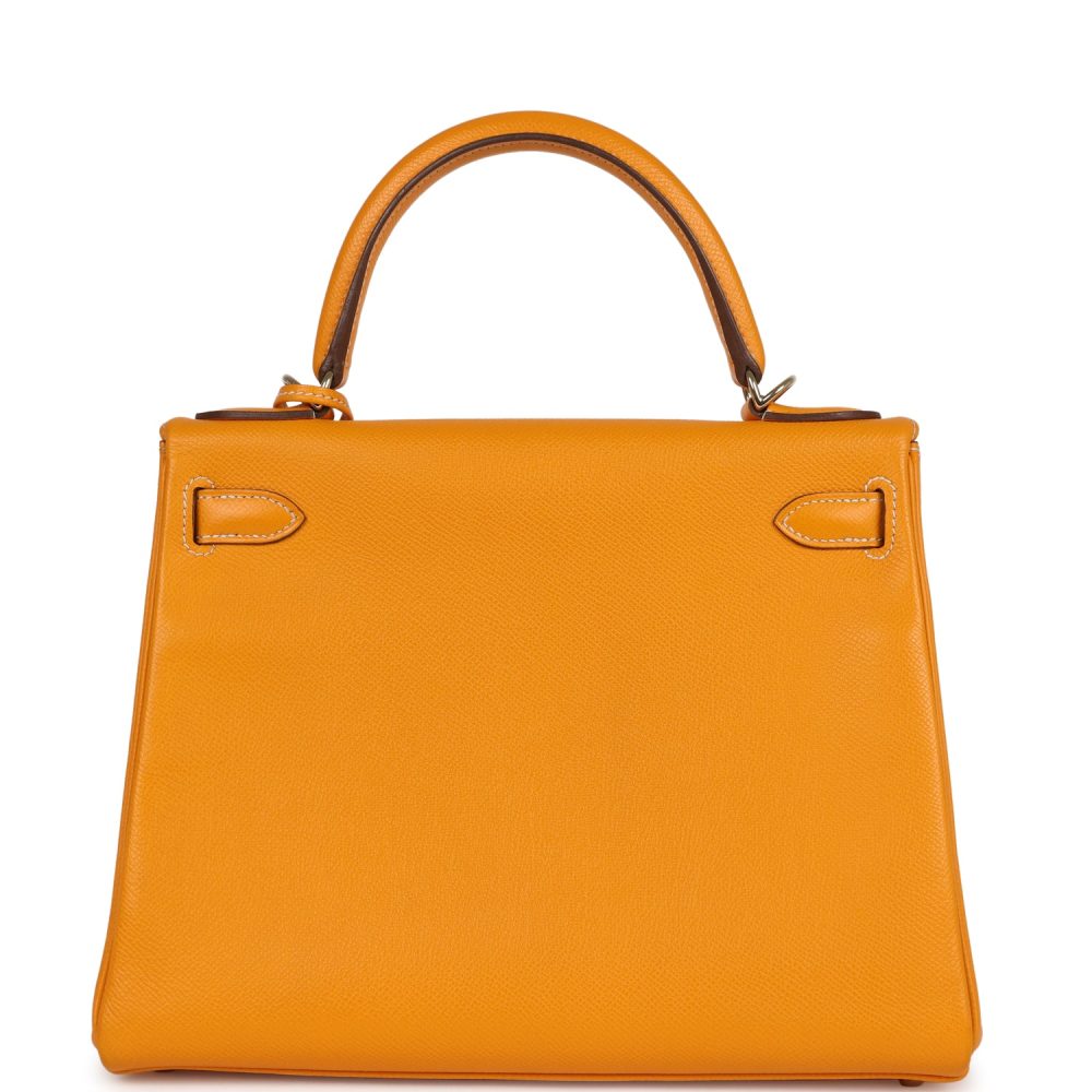 Pre-owned Hermes Kelly Retourne 28 Jaune D'Or Candy Epsom Permabrass Hardware - Image 4