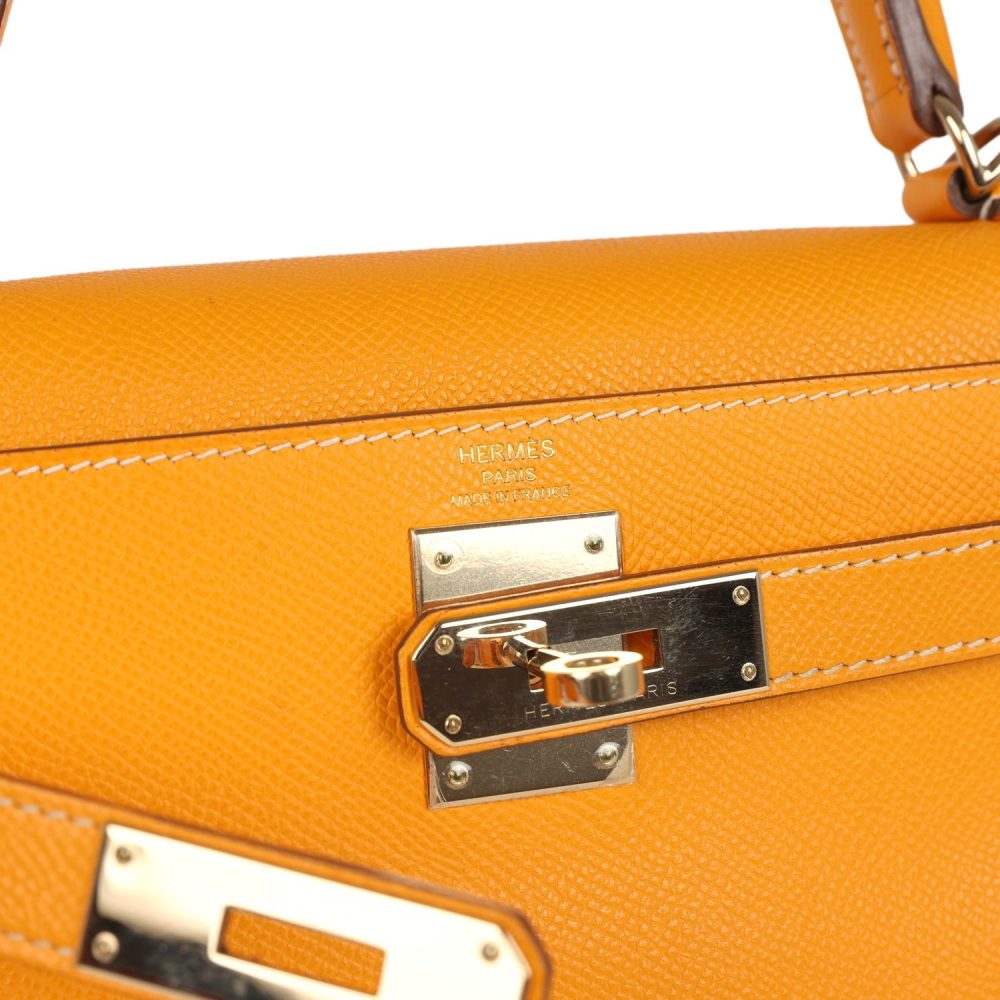 Pre-owned Hermes Kelly Retourne 28 Jaune D'Or Candy Epsom Permabrass Hardware - Image 7