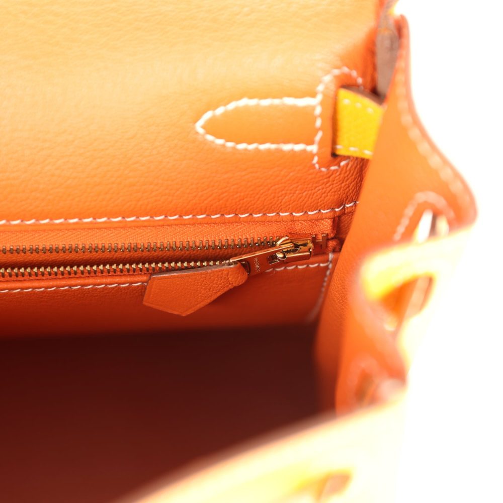 Pre-owned Hermes Kelly Retourne 28 Jaune D'Or Candy Epsom Permabrass Hardware - Image 9