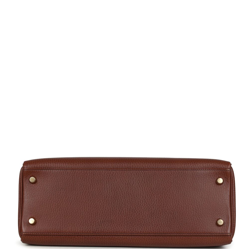 Vintage Hermes Kelly Retourne 32 Marron Fonce Ardennes Gold Hardware - Image 6