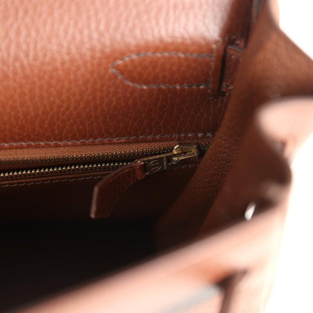 Vintage Hermes Kelly Retourne 32 Marron Fonce Ardennes Gold Hardware - Image 9