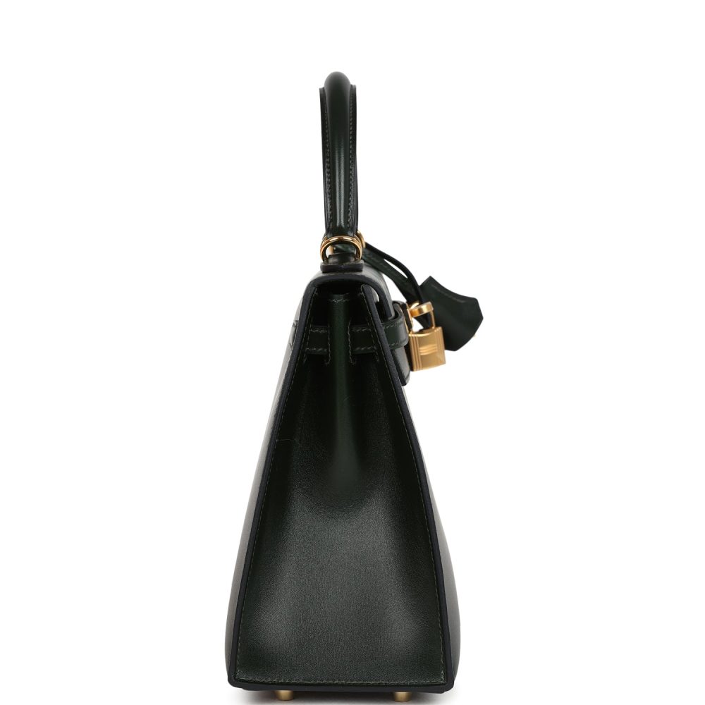 Hermes Kelly Sellier 25 Vert Fonce Box Gold Hardware - Image 3