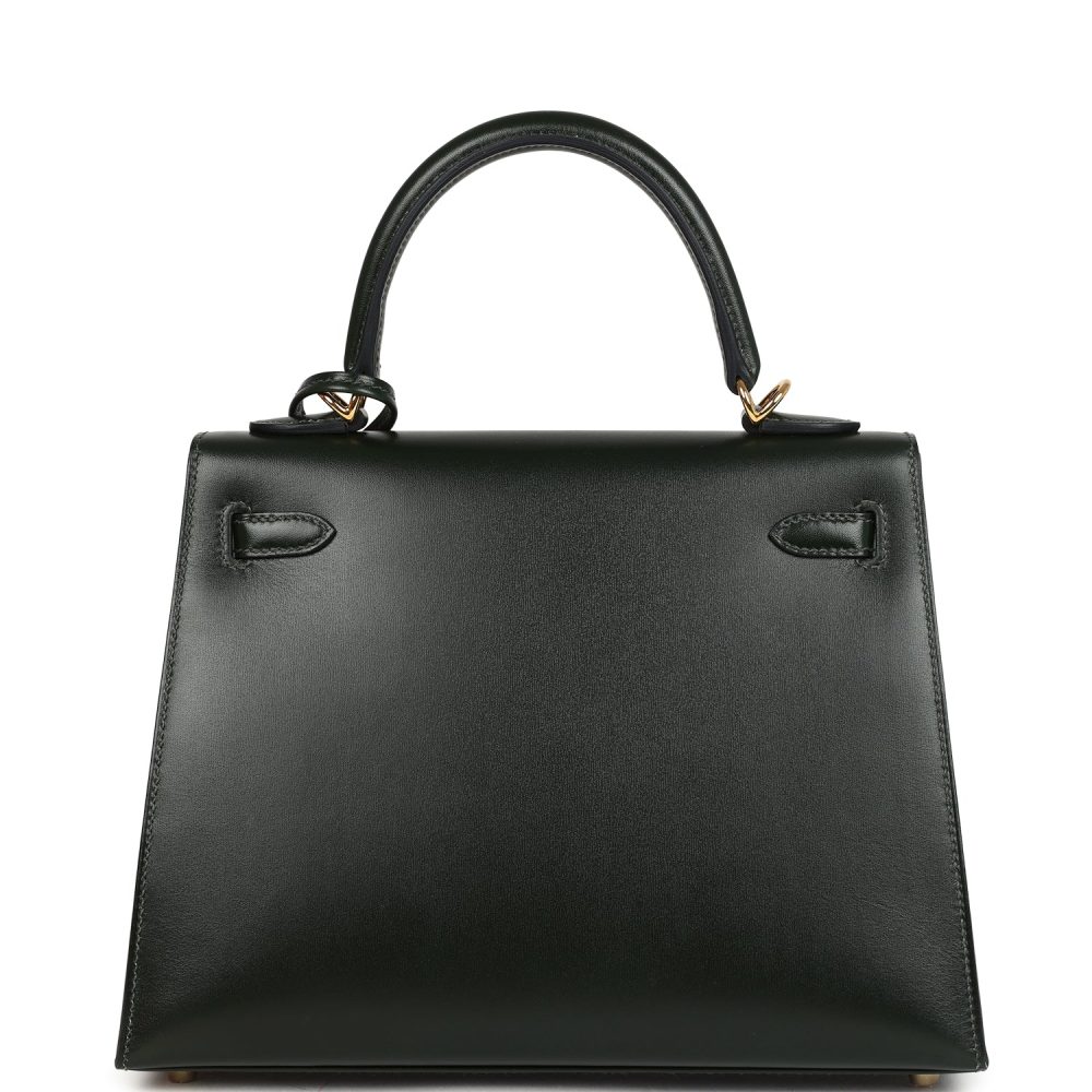 Hermes Kelly Sellier 25 Vert Fonce Box Gold Hardware - Image 4