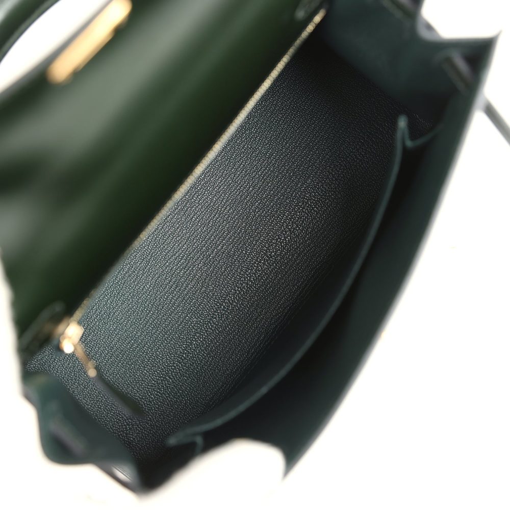 Hermes Kelly Sellier 25 Vert Fonce Box Gold Hardware - Image 8