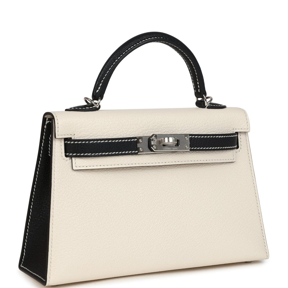 Hermes Special Order (HSS) Kelly Sellier 20 Nata and Black Chevre Mysore Palladium Hardware - Image 2