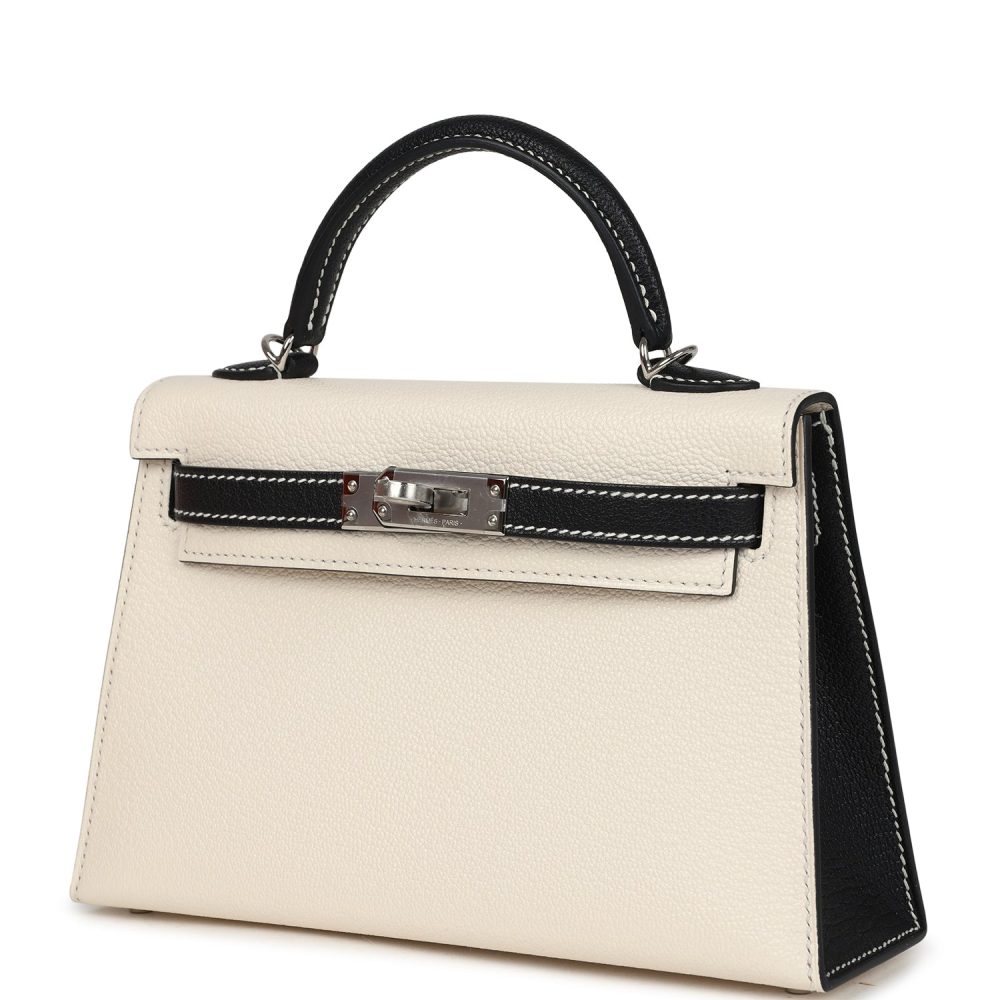Hermes Special Order (HSS) Kelly Sellier 20 Nata and Black Chevre Mysore Palladium Hardware - Image 5