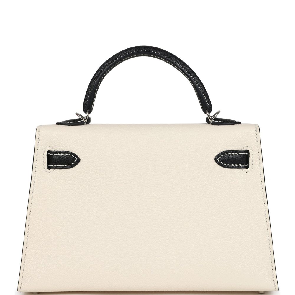 Hermes Special Order (HSS) Kelly Sellier 20 Nata and Black Chevre Mysore Palladium Hardware - Image 4
