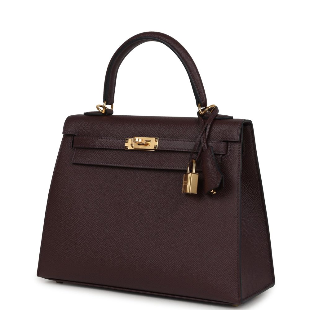 Pre-owned Hermes Kelly Sellier 25 Rouge Sellier Epsom Gold Hardware - Image 5