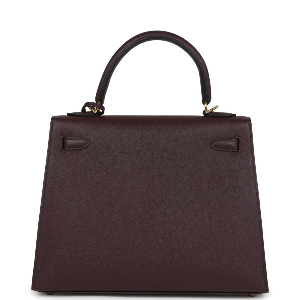 Pre-owned Hermes Kelly Sellier 25 Rouge Sellier Epsom Gold Hardware - Image 4