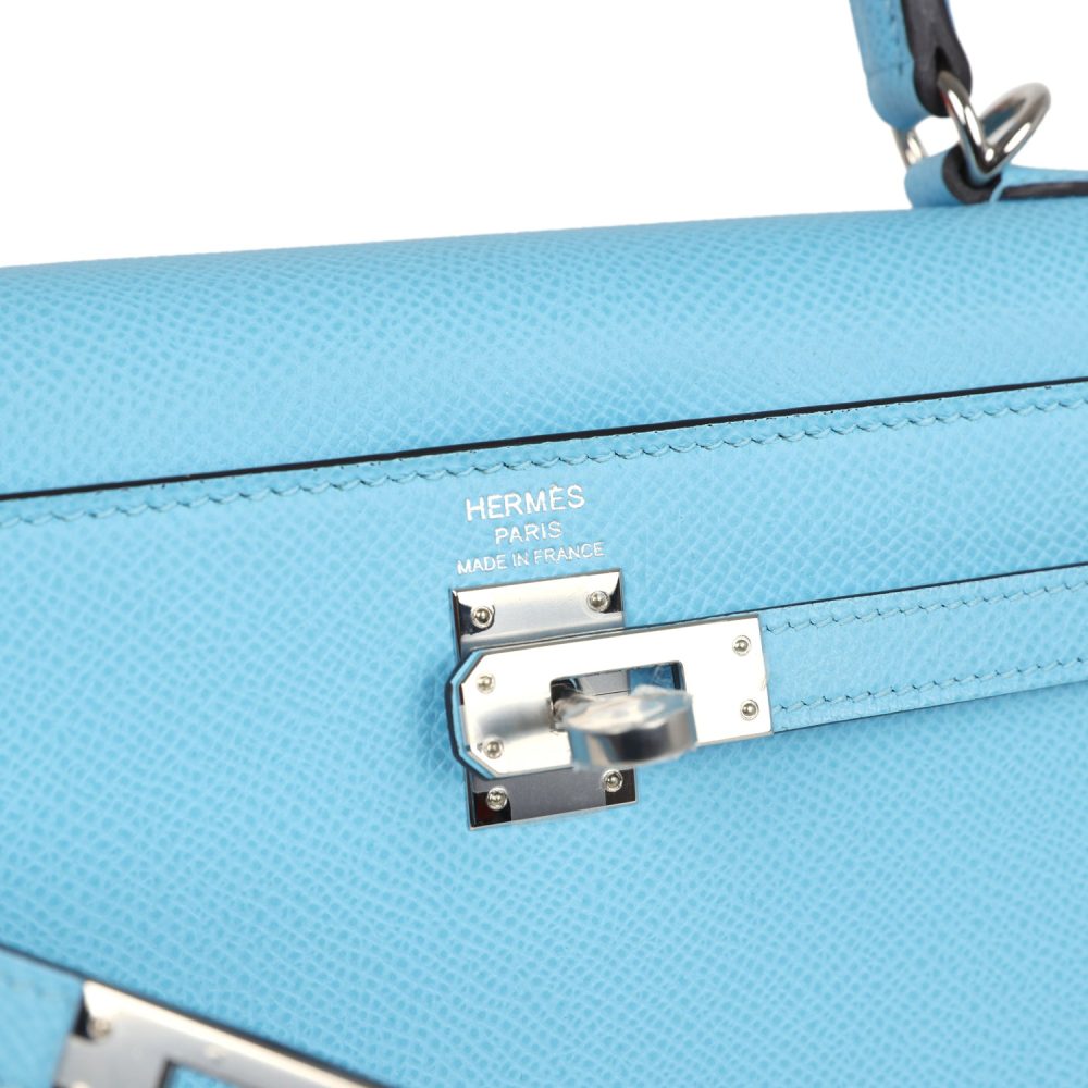 Hermes Kelly Sellier 25 Celeste Epsom Palladium Hardware - Image 7