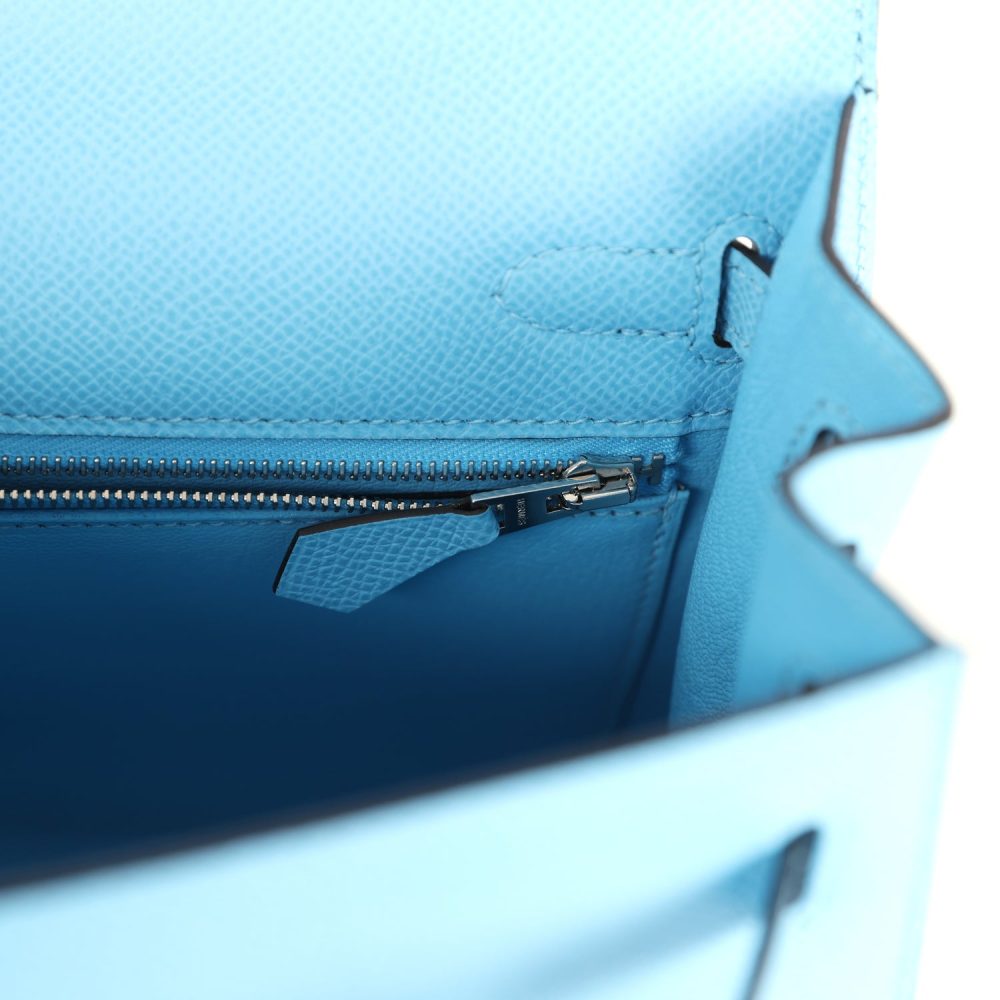 Hermes Kelly Sellier 25 Celeste Epsom Palladium Hardware - Image 9
