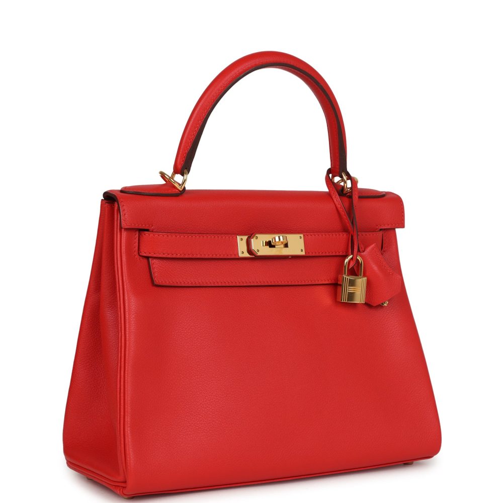 Pre-owned Hermes Kelly Retourne 28 Rouge Tomate Evercolor Gold Hardware - Image 2