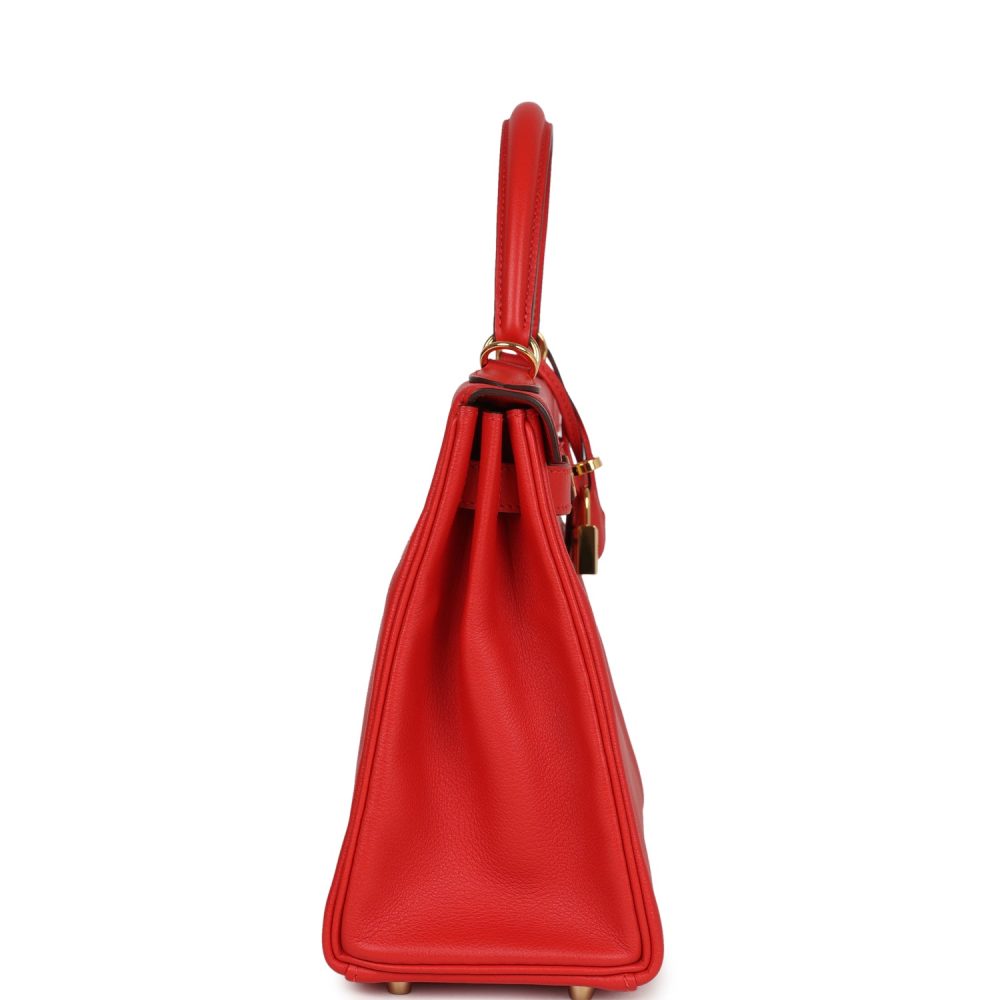 Pre-owned Hermes Kelly Retourne 28 Rouge Tomate Evercolor Gold Hardware - Image 3