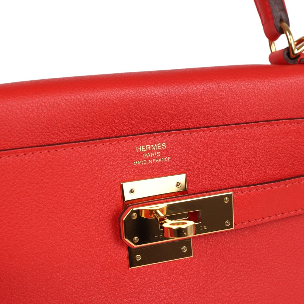 Pre-owned Hermes Kelly Retourne 28 Rouge Tomate Evercolor Gold Hardware - Image 7