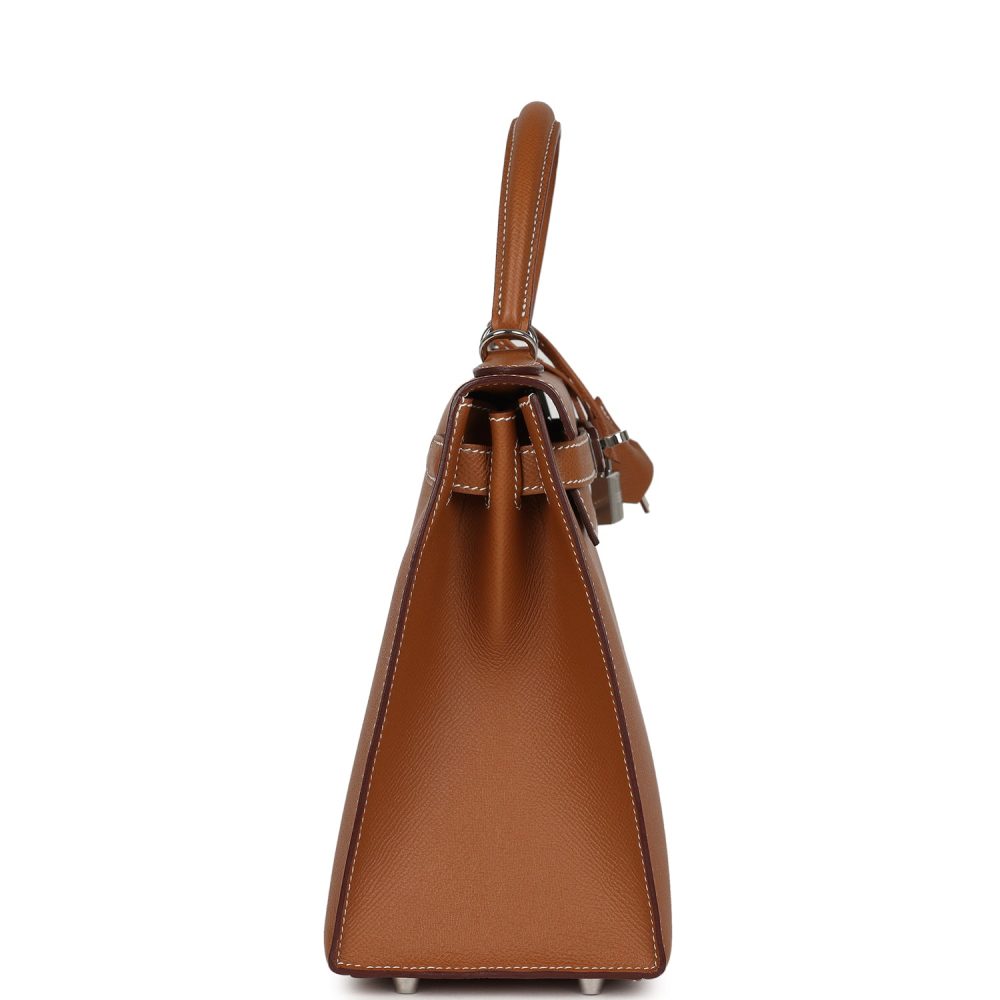 Pre-owned Hermes Kelly Sellier 28 Gold Epsom Palladium Hardware - Image 3