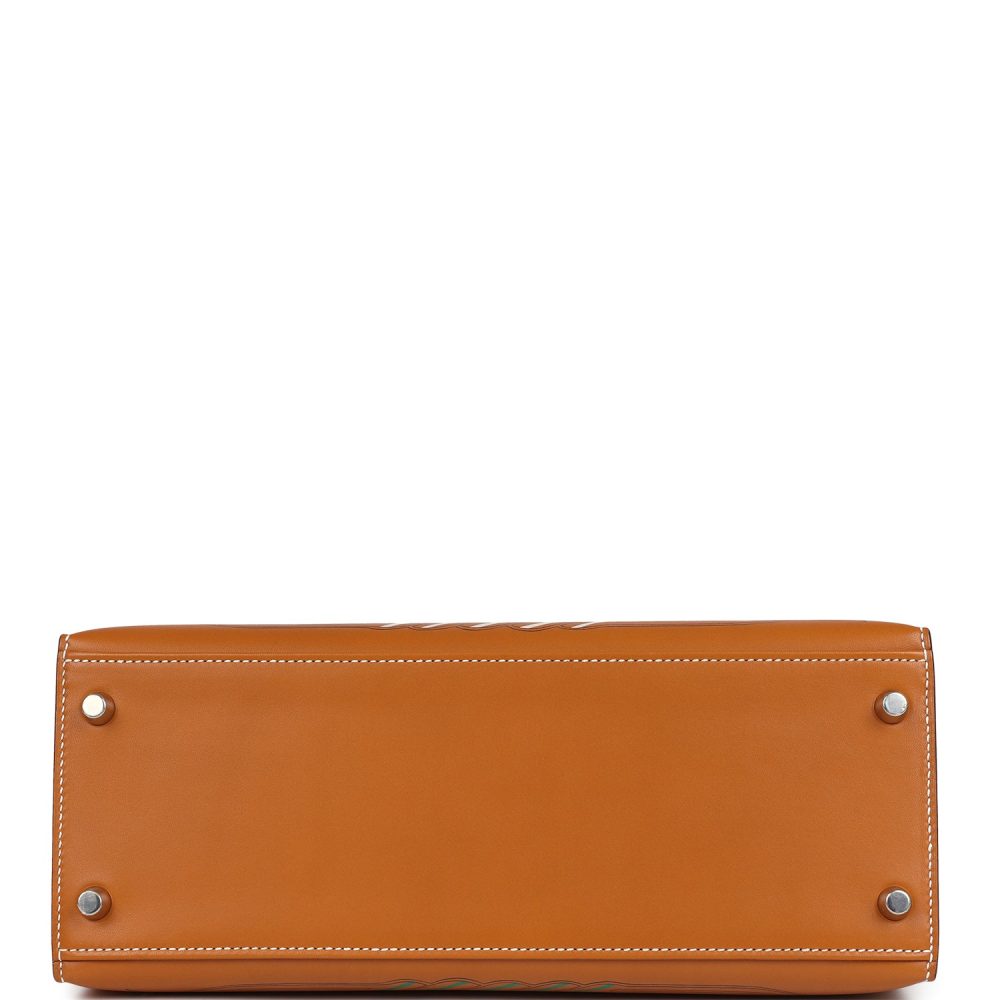 Hermes Kelly Sellier 28 "Painted Quadrige" Naturel Sable Butler Palladium Hardware - Image 6