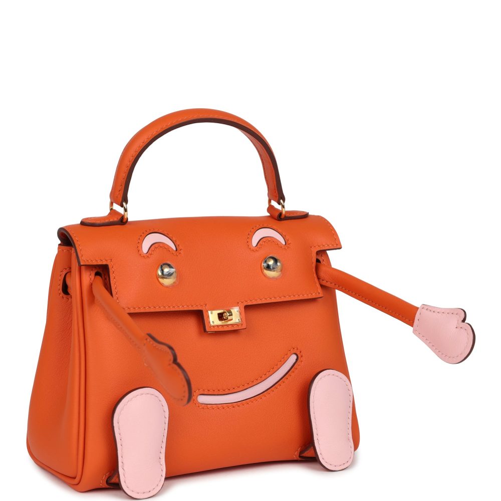 Hermes "Quelle Idolle" Kelly Doll Orange and Rose Sakura Swift Gold Hardware - Image 2