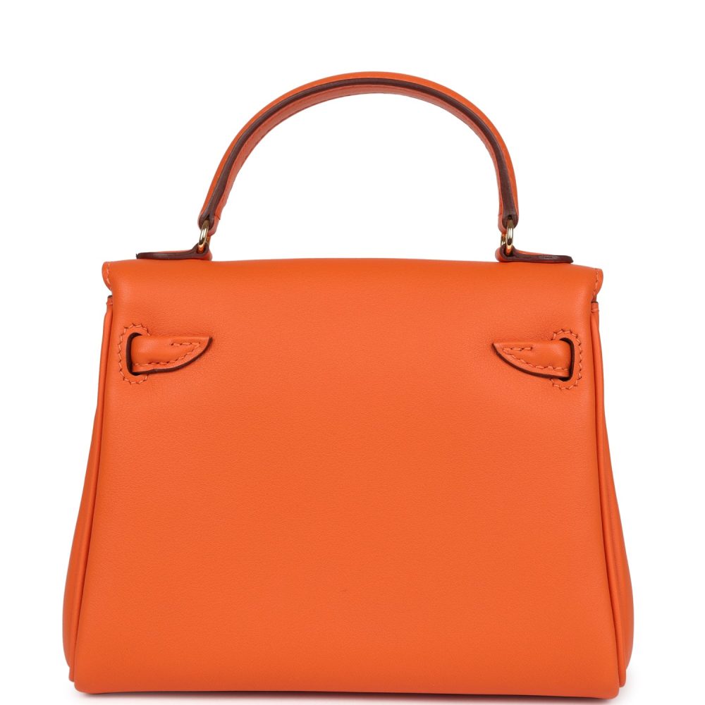 Hermes "Quelle Idolle" Kelly Doll Orange and Rose Sakura Swift Gold Hardware - Image 4