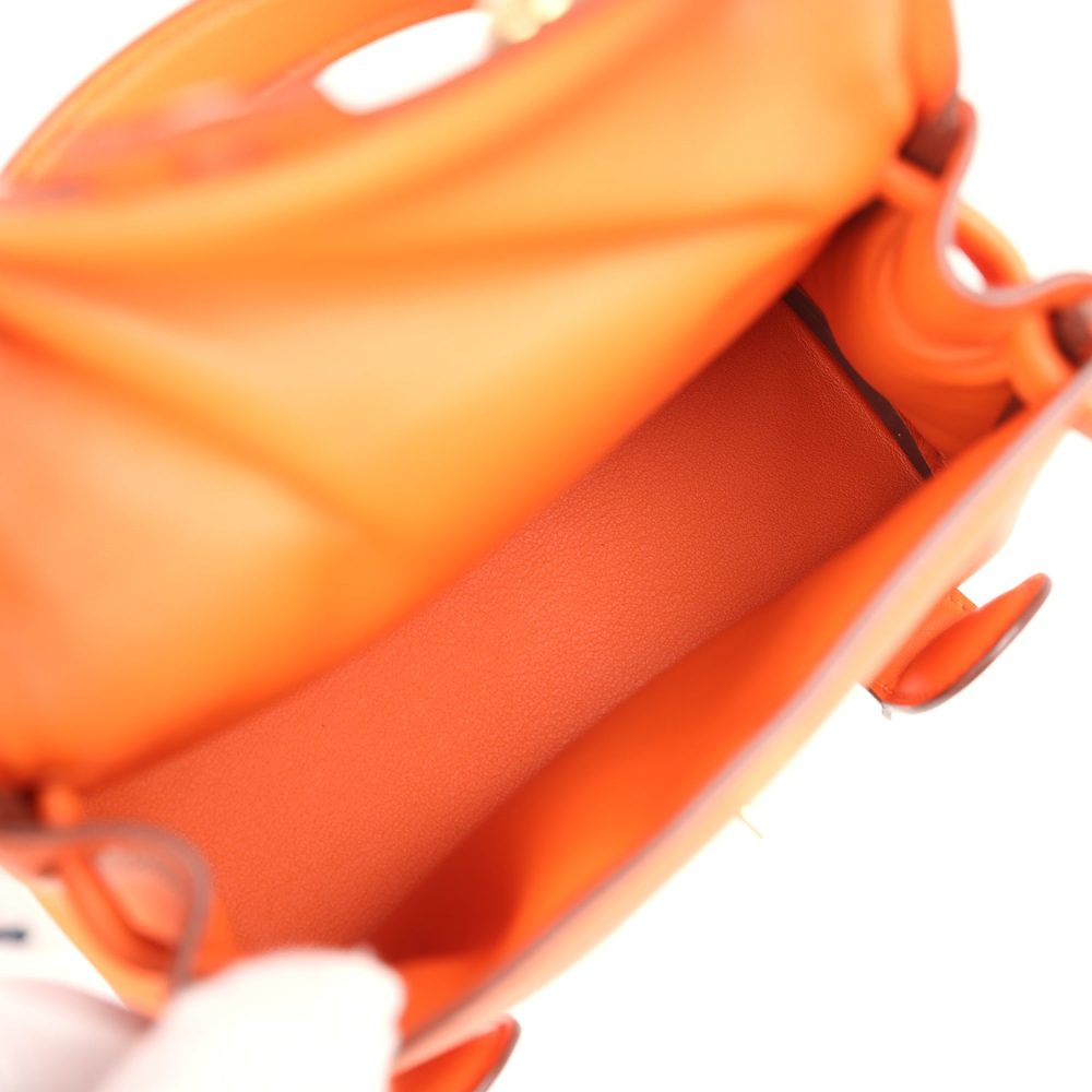 Hermes "Quelle Idolle" Kelly Doll Orange and Rose Sakura Swift Gold Hardware - Image 8