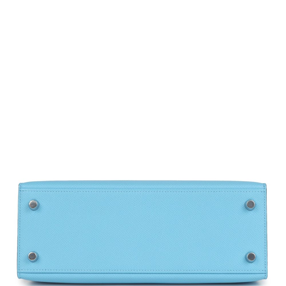 Hermes Special Order (HSS) Kelly Sellier 25 Bleu Celeste Verso Epsom Palladium Hardware - Image 6