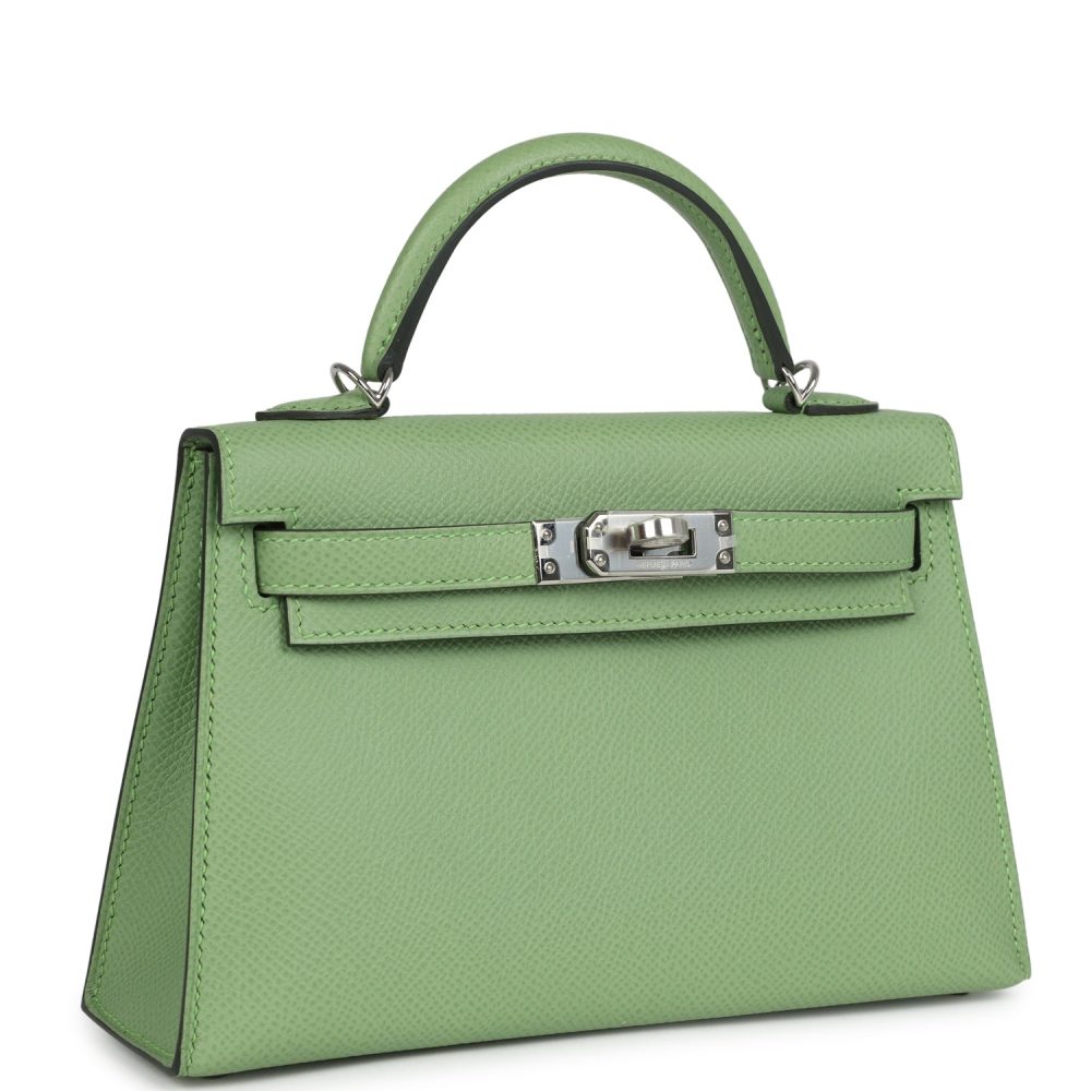 Hermes Kelly Sellier 20 Vert Criquet Epsom Palladium Hardware - Image 2