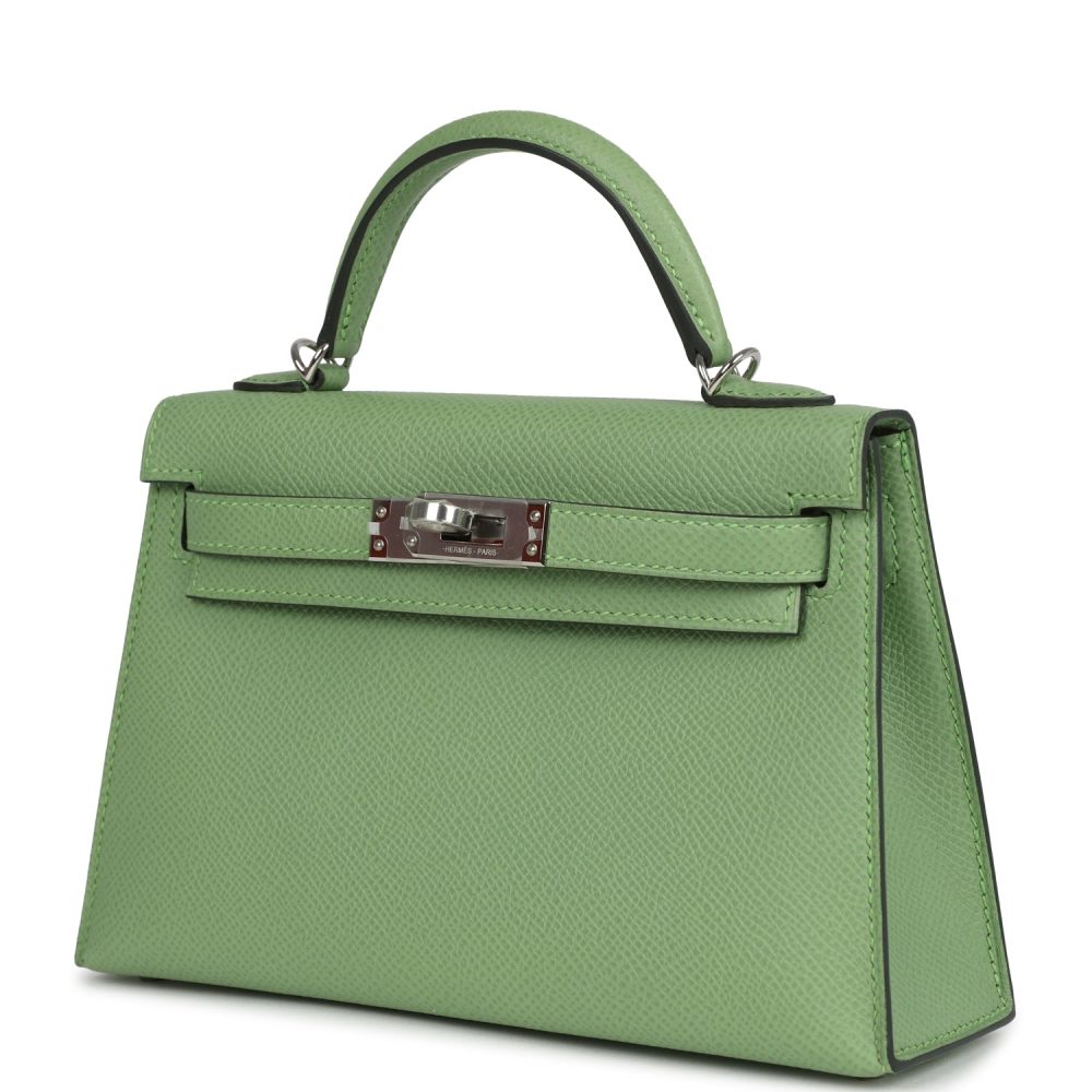 Hermes Kelly Sellier 20 Vert Criquet Epsom Palladium Hardware - Image 5