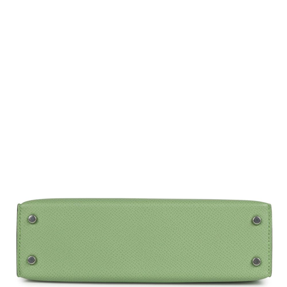 Hermes Kelly Sellier 20 Vert Criquet Epsom Palladium Hardware - Image 6