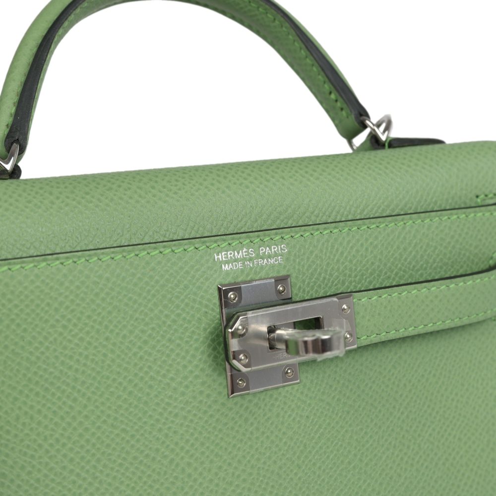 Hermes Kelly Sellier 20 Vert Criquet Epsom Palladium Hardware - Image 7