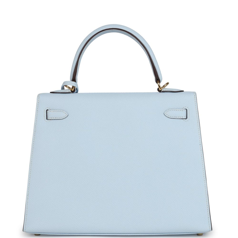 Hermes Kelly Sellier 25 Bleu Brume Epsom Gold Hardware - Image 4