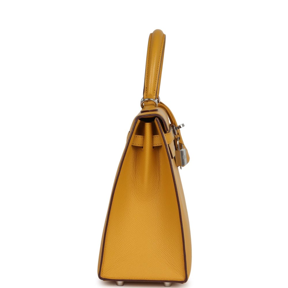 Pre-owned Hermes Kelly Sellier 25 Jaune Ambre Epsom Palladium Hardware - Image 3