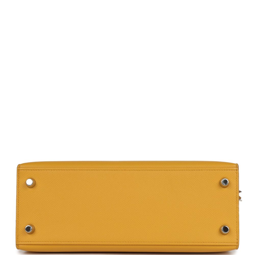 Pre-owned Hermes Kelly Sellier 25 Jaune Ambre Epsom Palladium Hardware - Image 6