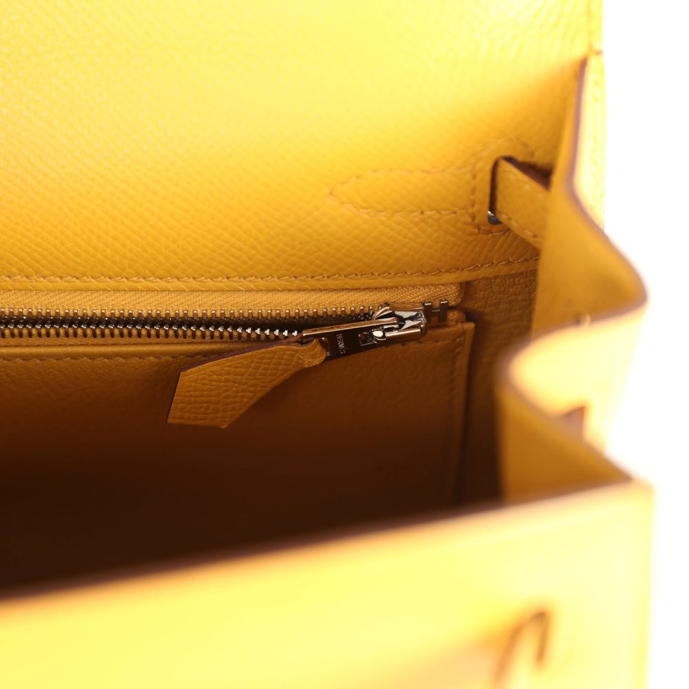 Pre-owned Hermes Kelly Sellier 25 Jaune Ambre Epsom Palladium Hardware - Image 9