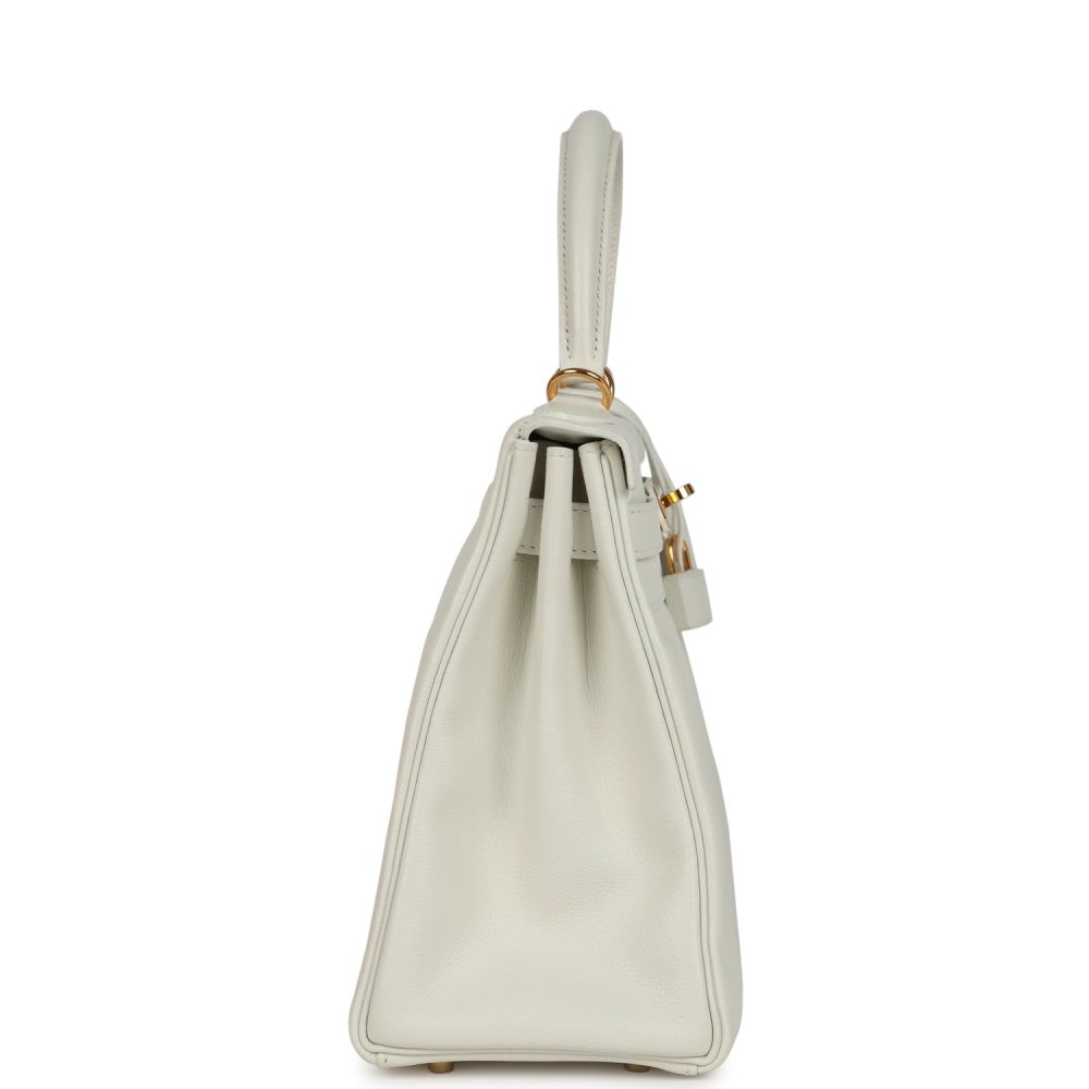 Pre-owned Hermes Kelly Retourne 28 White Evercolor Gold Hardware - Image 3