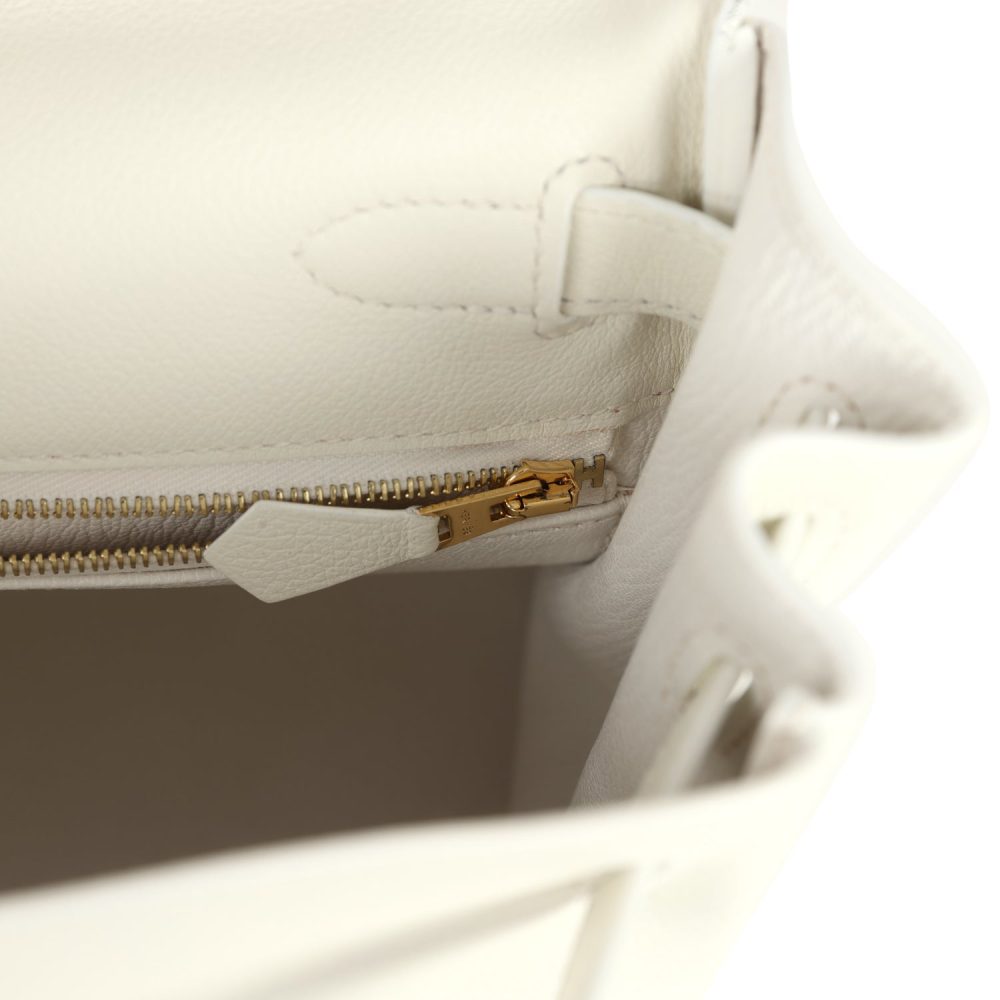 Pre-owned Hermes Kelly Retourne 28 White Evercolor Gold Hardware - Image 10
